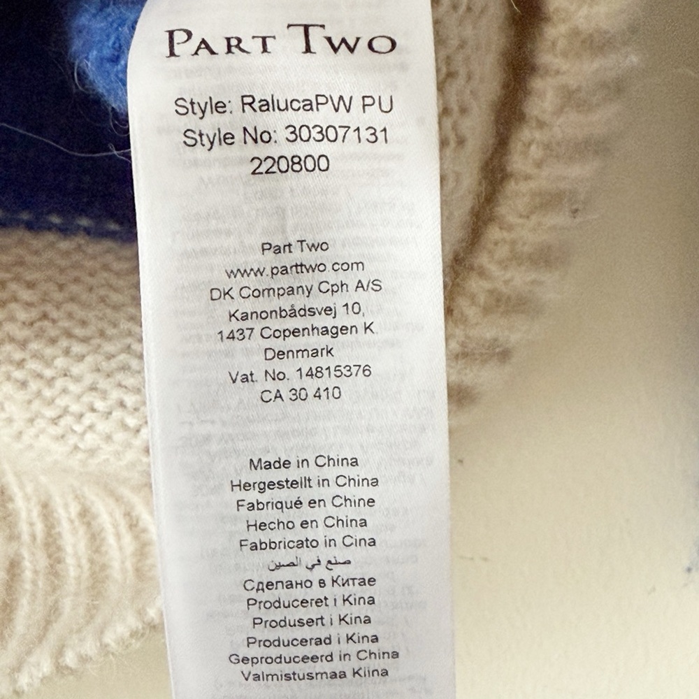 Part Two Raluca Copenhagen Blue Ivory Colorblock Alpaca Wool Blend Sweater Small - Picture 8 of 15